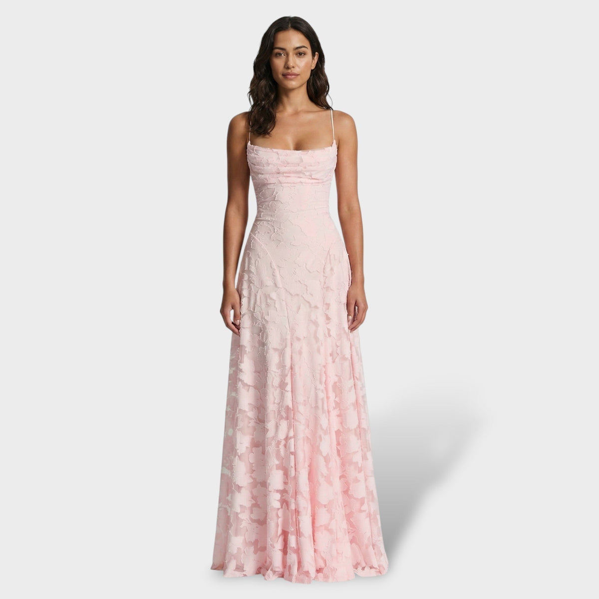 Coral | Vestido Largo de Fiesta con Espalda Descubierta Mujer Encaje