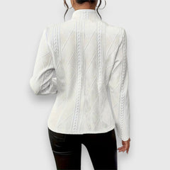 Covadonga | Jersey Cuello Alto Mujer Punto Trenzado Ajustado