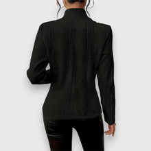 Covadonga | Jersey Cuello Alto Mujer Punto Trenzado Ajustado