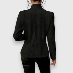 Covadonga | Jersey Cuello Alto Mujer Punto Trenzado Ajustado