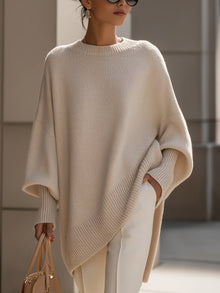Covadonga | Jersey Oversize Asimétrico de Punto Mujer Cuello Redondo