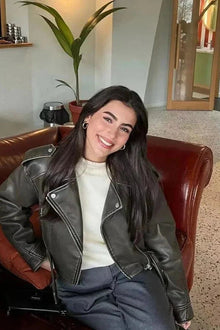 Daniela | Chaqueta Motera de Polipiel Mujer Corta con Cinturón