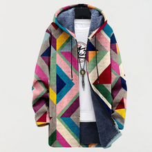 Darío | Men's Long Ethnic Print Hooded Fleece Coat