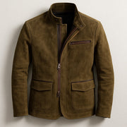 Darío | Chaqueta de Ante Hombre Cuello Alto Bolsillos