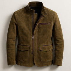 Darío | Chaqueta de Ante Hombre Cuello Alto Bolsillos