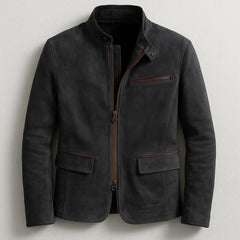 Darío | Chaqueta de Ante Hombre Cuello Alto Bolsillos