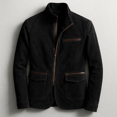 Darío | Chaqueta de Ante Hombre Cuello Alto Bolsillos