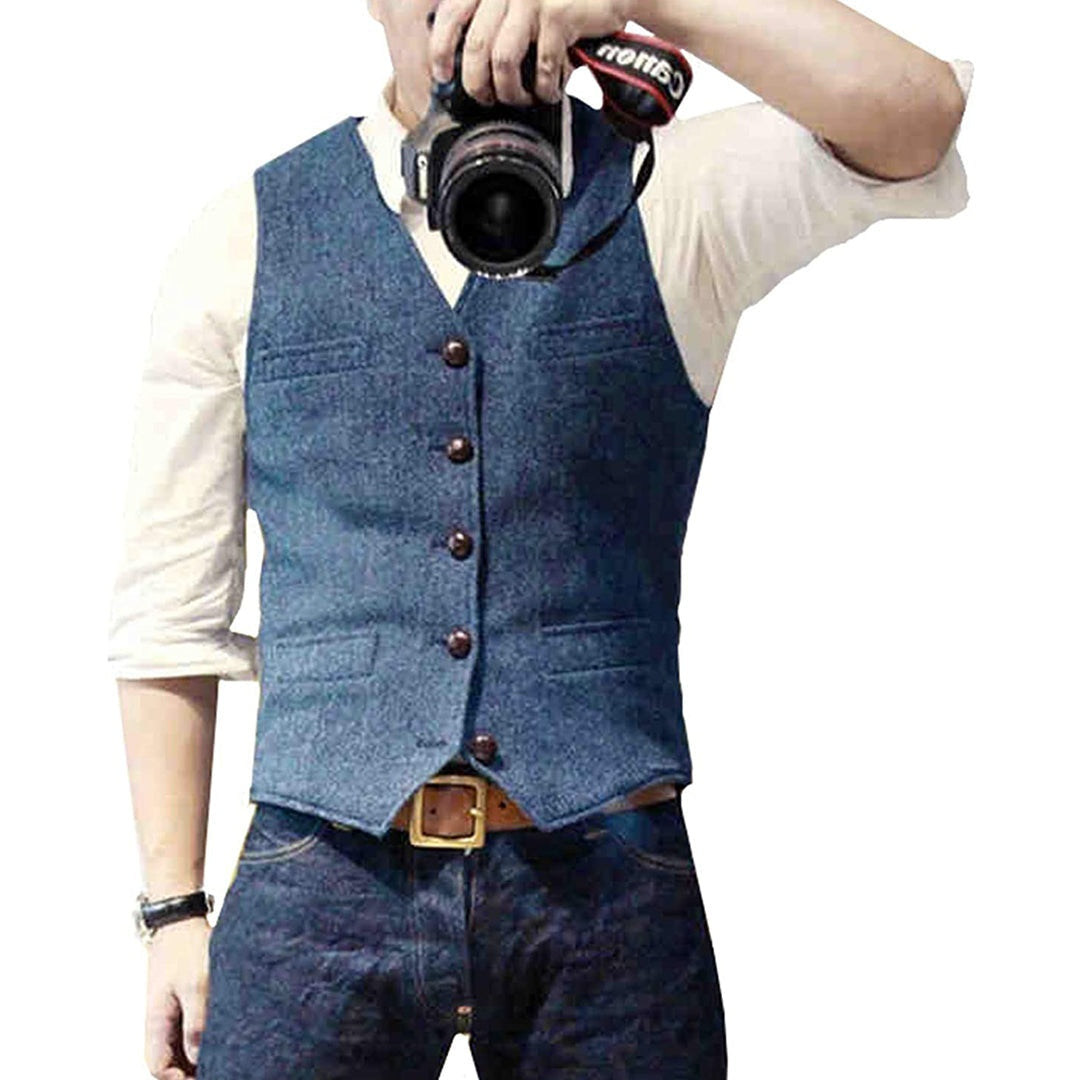 Darío | Gilet Vaquero Hombre Botones Cuello V