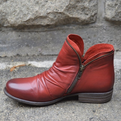 Delia | Botines de Piel con Cremallera Mujer Tacón Plano