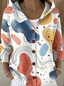 Delia | Chaqueta Larga Estampada con Capucha Mujer Botones