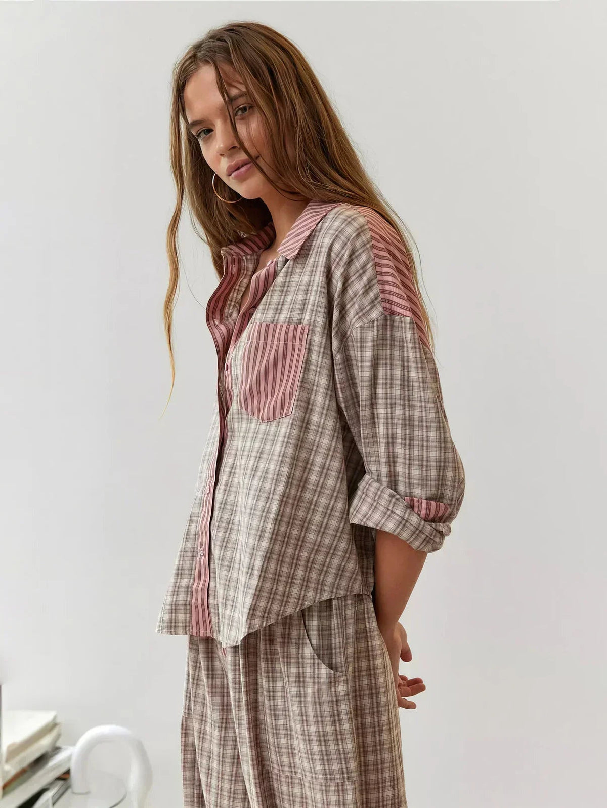 Delia | Conjunto Pijama de Cuadros Mujer Camisa y Pantalón