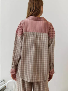 Delia | Conjunto Pijama de Cuadros Mujer Camisa y Pantalón