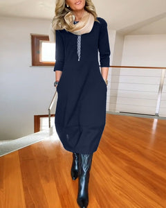 Delia | Vestido Largo Casual Manga Tres Cuartos Mujer Bolsillos