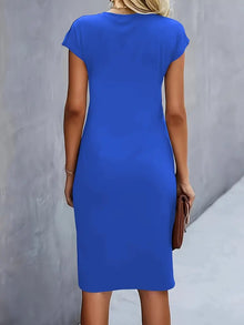 Delia | Vestido Midi de Fiesta Ajustado Mujer Manga Corta Drapeado