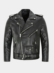 Diego | Cazadora de Cuero Hombre Biker Cremallera Asimétrica