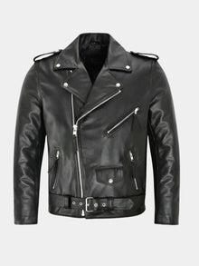 Diego | Cazadora de Cuero Hombre Biker Cremallera Asimétrica