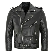 Diego | Cazadora de Cuero Hombre Biker Cremallera Asimétrica