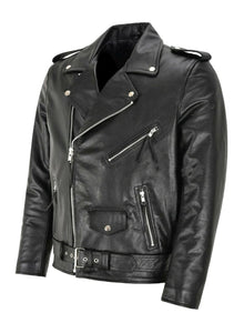 Diego | Cazadora de Cuero Hombre Biker Cremallera Asimétrica