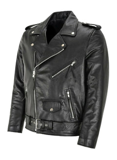 Diego | Cazadora de Cuero Hombre Biker Cremallera Asimétrica