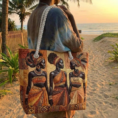 Dolores | Bolso Tote de Playa Artesanal Mujer Asas de Cuerda Estampado