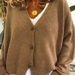 Elena | Jersey Fino de Punto Mujer Cuello en V con Botones