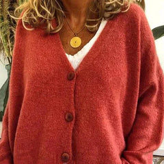 Elena | Jersey Fino de Punto Mujer Cuello en V con Botones