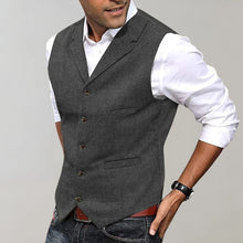 Emilio | Chaleco Tweed Hombre Espiga Botones Cuello Solapa
