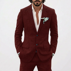 Emilio | Traje de Lino de Corte Relajado Hombre Solapa Clásica