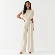 Carmen | Mono Largo Elegante Mujer Sin Mangas Palazzo Cintura Alta