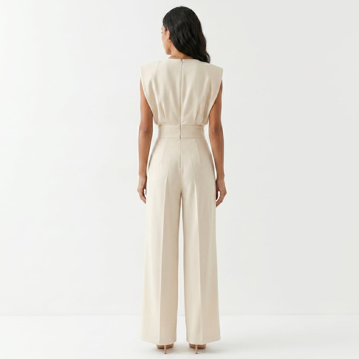 Carmen | Mono Largo Elegante Mujer Sin Mangas Palazzo Cintura Alta