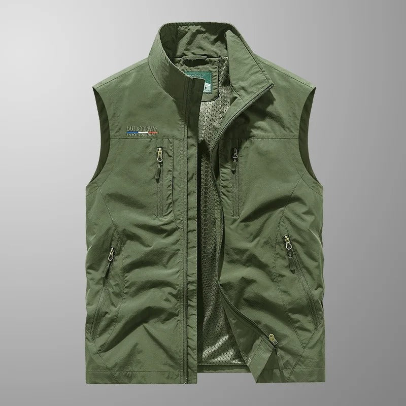 Ernesto | Gilet Multipocket con Cremallera Hombre Cuello Alto