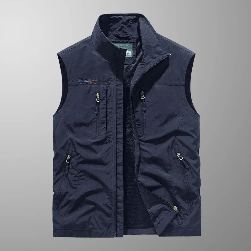 Ernesto | Gilet Multipocket con Cremallera Hombre Cuello Alto