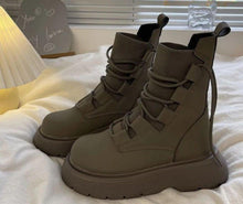 Esther | Botines con Cordones Plataforma Mujer Estilo Militar Hebillas
