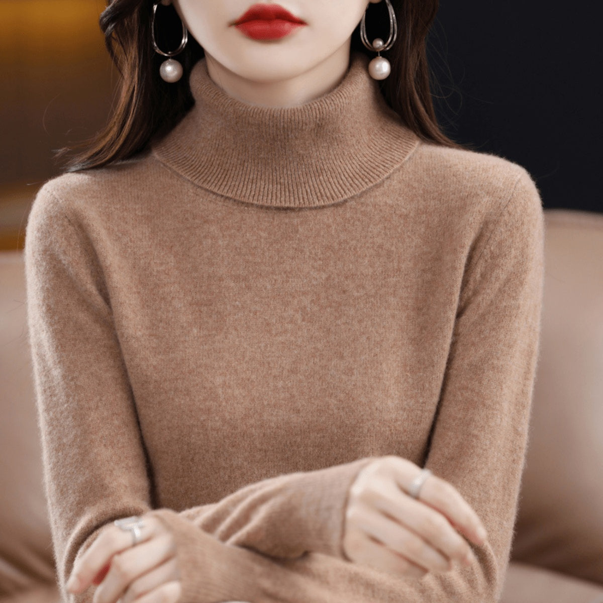 Esther | Jersey de Punto Cuello Alto Mujer Manga Larga