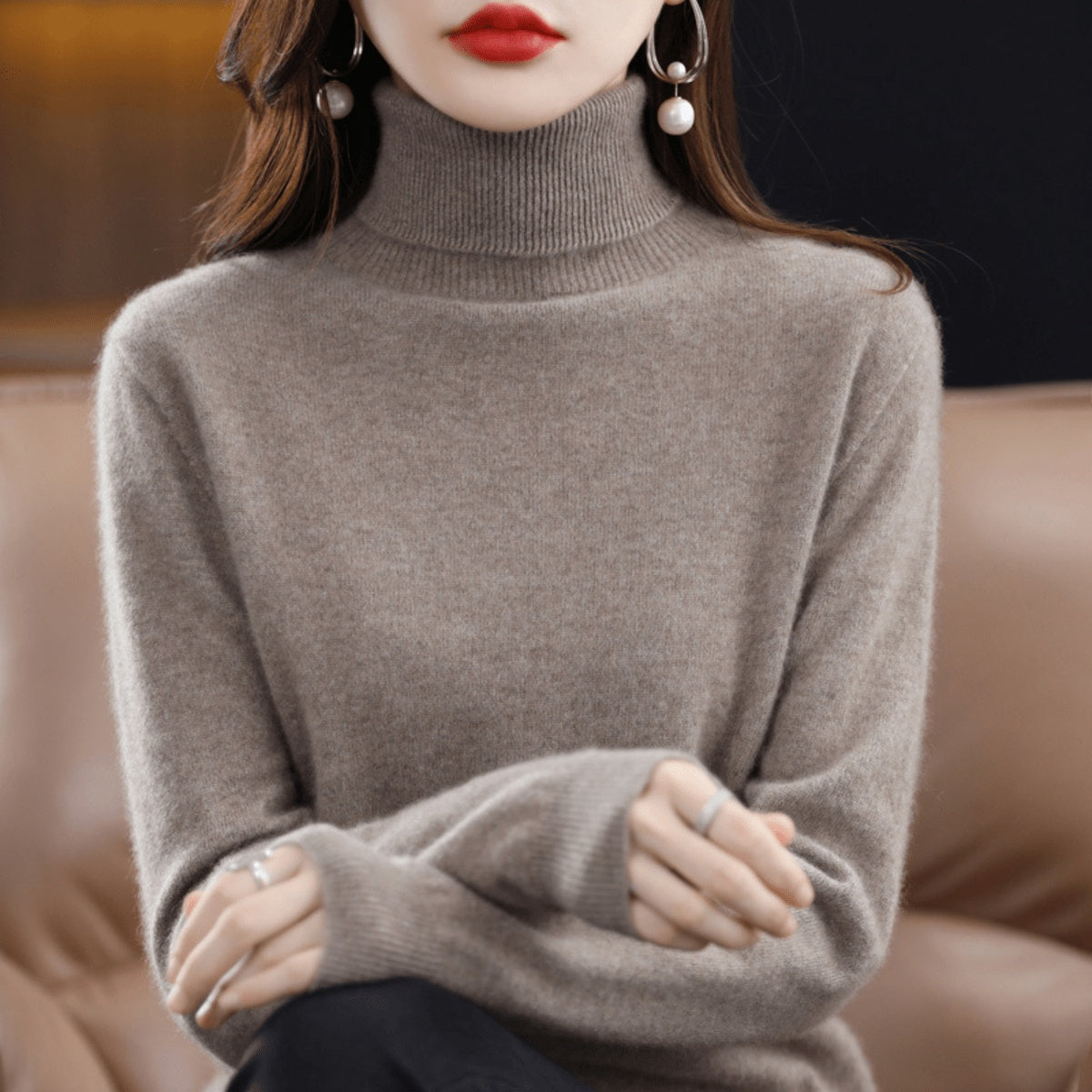 Esther | Jersey de Punto Cuello Alto Mujer Manga Larga