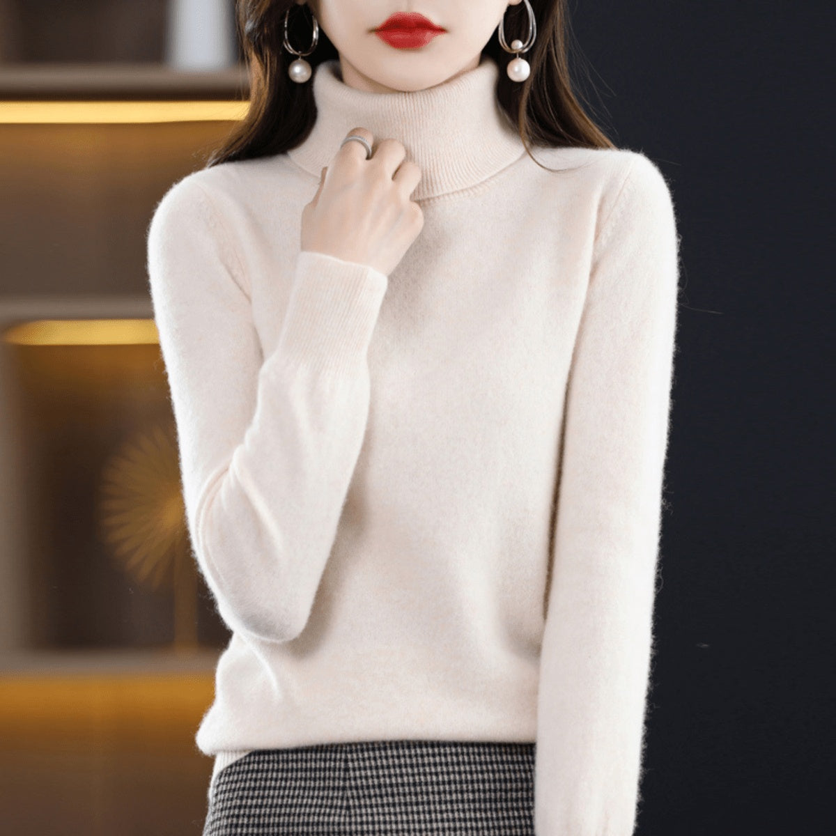 Esther | Jersey de Punto Cuello Alto Mujer Manga Larga