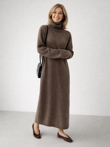 Esther | Vestido de Invierno de Punto Mujer Cuello Alto Manga Larga