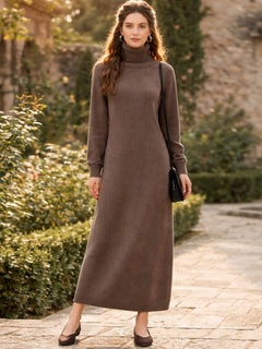 Esther | Vestido de Invierno de Punto Mujer Cuello Alto Manga Larga