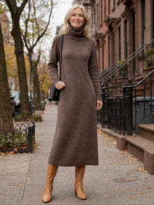Esther | Vestido de Invierno de Punto Mujer Cuello Alto Manga Larga