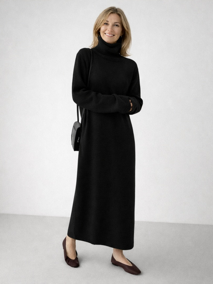 Esther | Vestido de Invierno de Punto Mujer Cuello Alto Manga Larga
