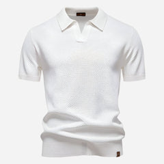 Felipe | Polo de Punto Manga Corta Hombre Cuello Abierto Texturizado