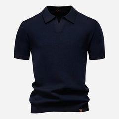 Felipe | Polo de Punto Manga Corta Hombre Cuello Abierto Texturizado