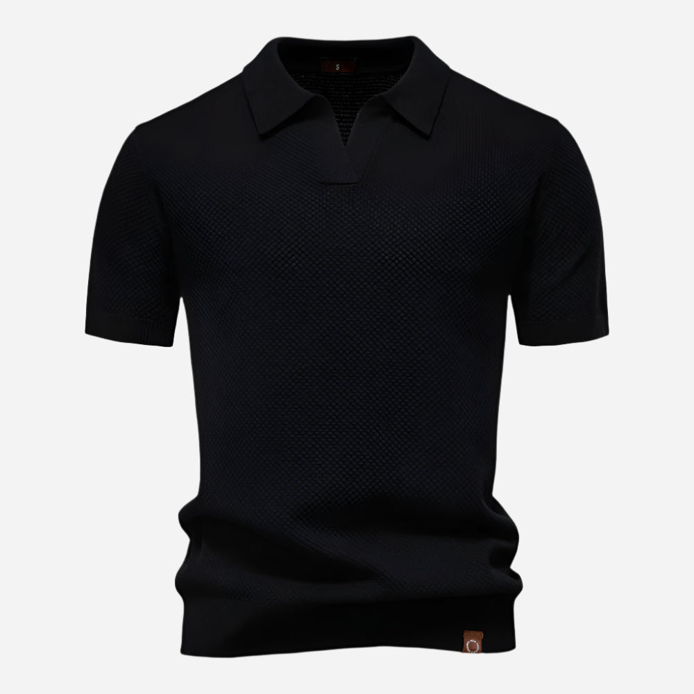 Felipe | Polo de Punto Manga Corta Hombre Cuello Abierto Texturizado