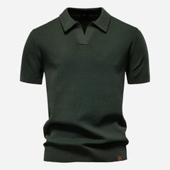 Felipe | Polo de Punto Manga Corta Hombre Cuello Abierto Texturizado