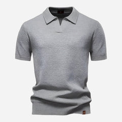 Felipe | Polo de Punto Manga Corta Hombre Cuello Abierto Texturizado