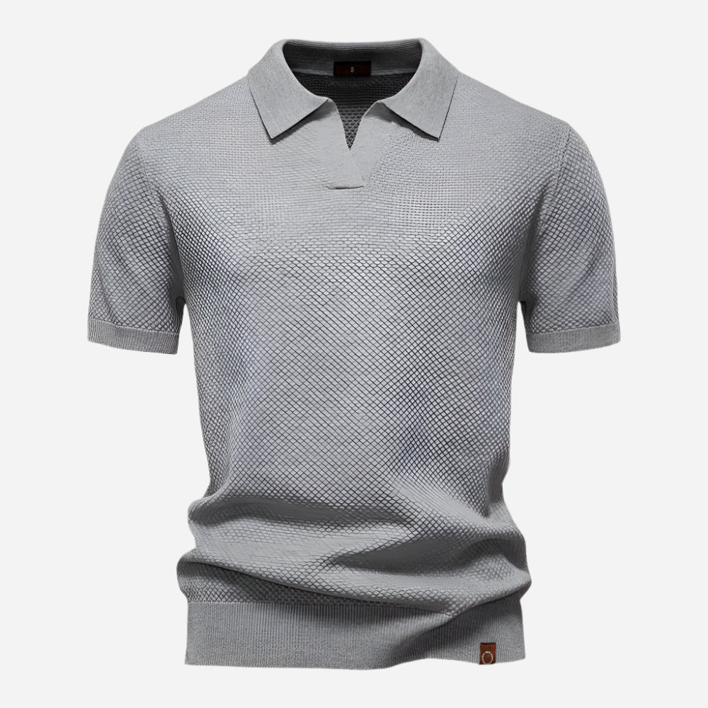 Felipe | Polo de Punto Manga Corta Hombre Cuello Abierto Texturizado