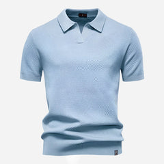Felipe | Polo de Punto Manga Corta Hombre Cuello Abierto Texturizado