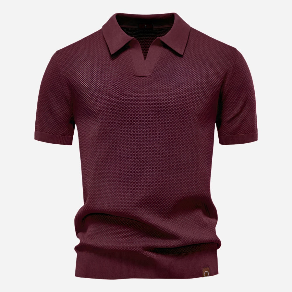 Felipe | Polo de Punto Manga Corta Hombre Cuello Abierto Texturizado