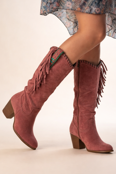 Gema | Botas Camperas Mujer con Flecos Tacón Cuadrado