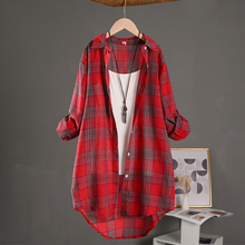 Gema | Sobrecamisa Mujer de Algodón de Cuadros Oversize Manga Larga